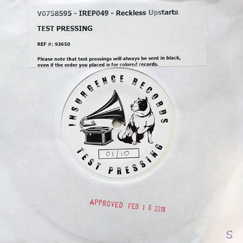 Reckless Upstarts / Streetlight Saints - split EP - TEST PRESS